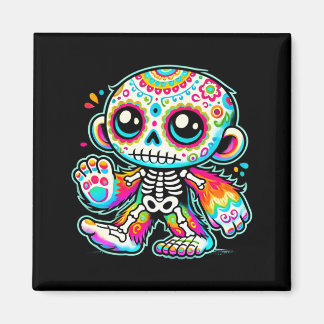 Söt sockerskalle Bigfoot Día De Los Muertos Magnet