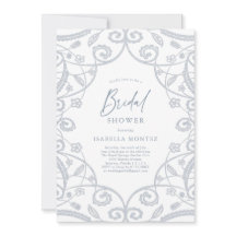 Söt Soft Dusty Blue Silver Blommigt Möhippa