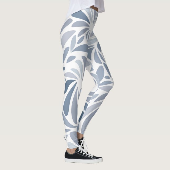 Söt Soft Light Blue Grått Geometric Valentine Leggings (Höger)
