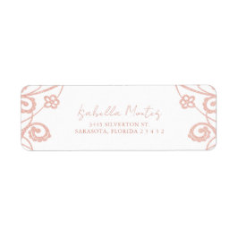 Söt Soft Ro Guld Blommigt Snöre Ram Returadress Etikett