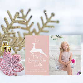 Söt Soft Rosa julpryder Kids Photo Julkort
