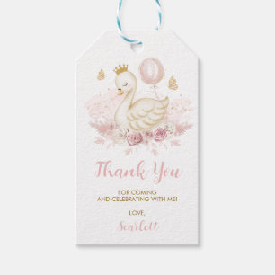 Söt Soft Rosa Svan Princess Birthday Favors Presentetikett