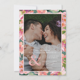 Söt Soft Rosa Watercolor Blommigt Bröllop Photo Inbjudningar