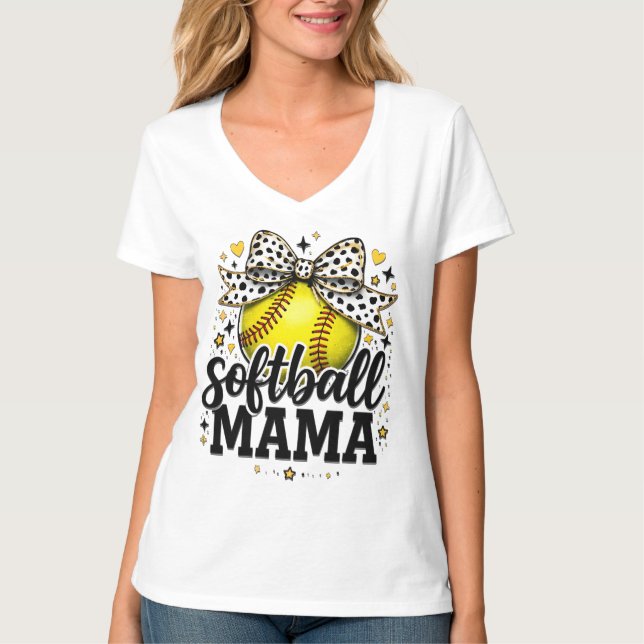 Söt Softboll-Mamma T Shirt (Framsida)