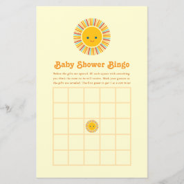 Söt sol orange och gul baby shower Bingo spel