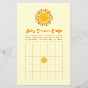 Söt sol orange och gul baby shower Bingo spel