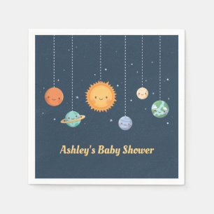 Söt sol planeter rymden tema baby shower pappersservett