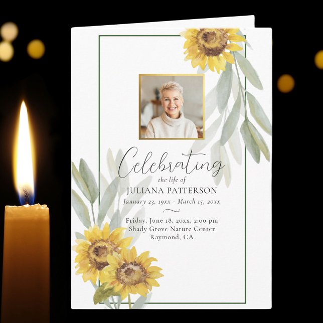 Söt Solblommor - fotoorder - begravning Program (Skapare uppladdad)