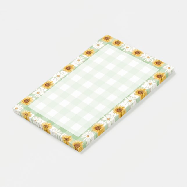 Söt solblommor Gult av det skotska Trendigets Grön Post-it Block (Vinklad)