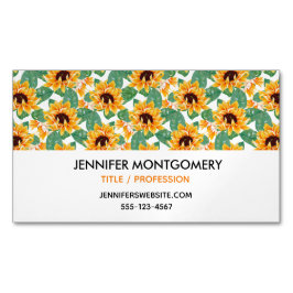 Söt Solblommor Gult och Grönt Mönster Magnetiska Visitkort