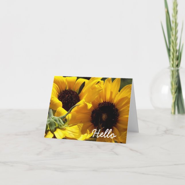 Söt Solblommor Hej Blank Inside Notecard Kort (Framsida)