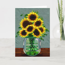 Söt Solblommor i Vas Art Grandmas födelsedag Kort