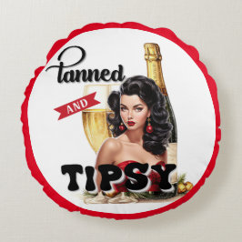 Söt solbränd och berusad pinupkudde rund kudde