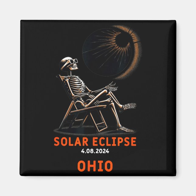 Söt solförmörkelse skelett Ohio souvenir Magnet (Framsidan)