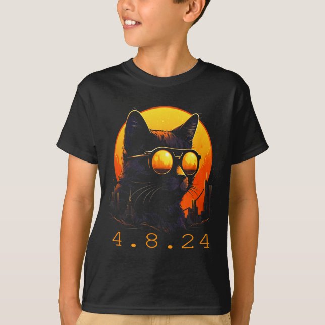 Söt solförmörkelse svart katt Eclipse T Shirt (Framsida)
