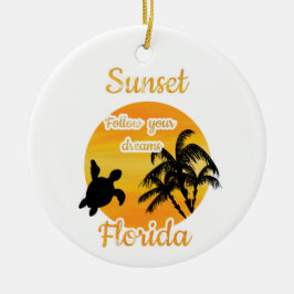 Söt solnedgång i Florida   Julgransprydnad Keramik
