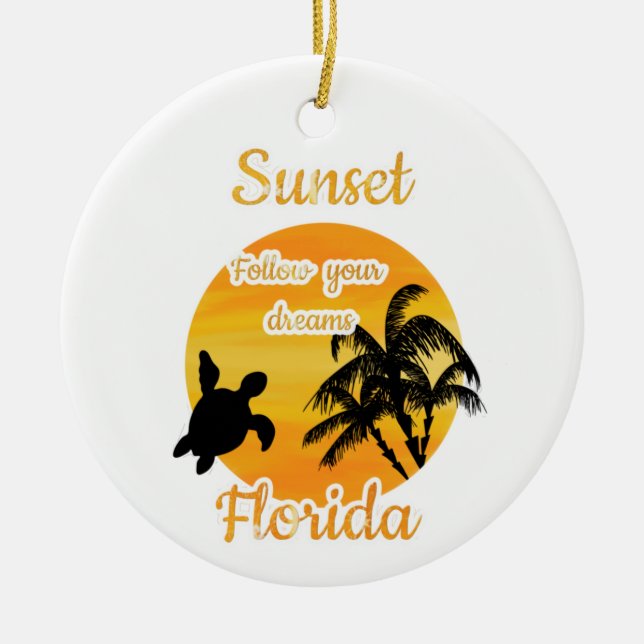 Söt solnedgång i Florida   Julgransprydnad Keramik (Framsidan)