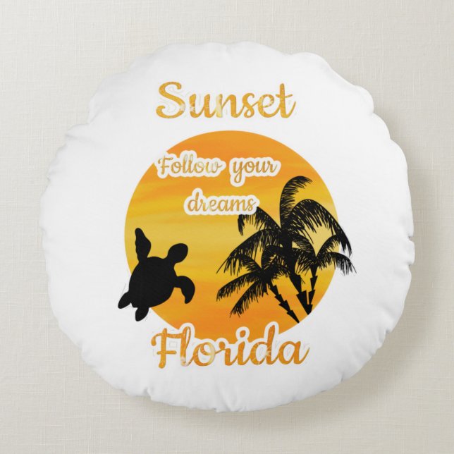 Söt solnedgång i Florida  Rund Kudde (Framsidan)