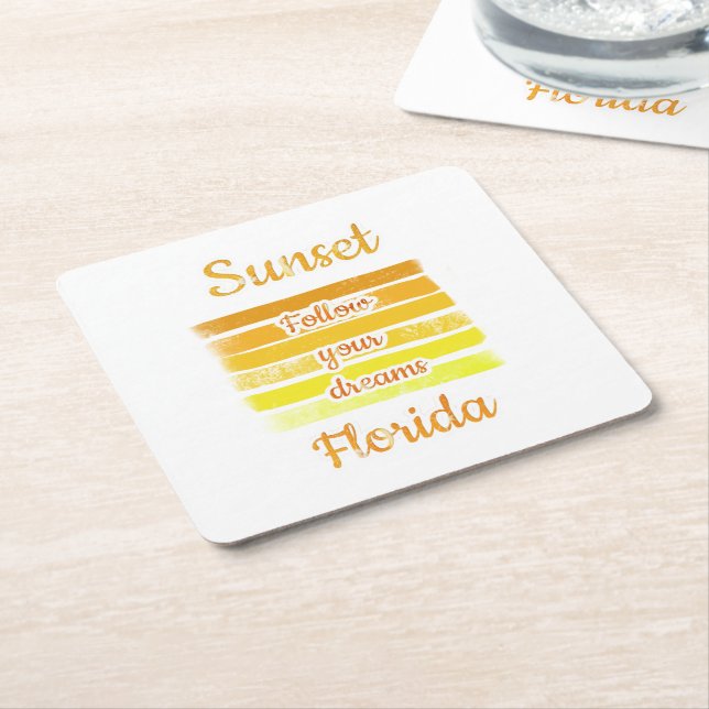 Söt solnedgång i Florida   Underlägg Papper Kvadrat (Vinklad)