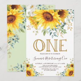 Söt Solros 1:a  Sommardagen Blommigt Gult Inbjudningar