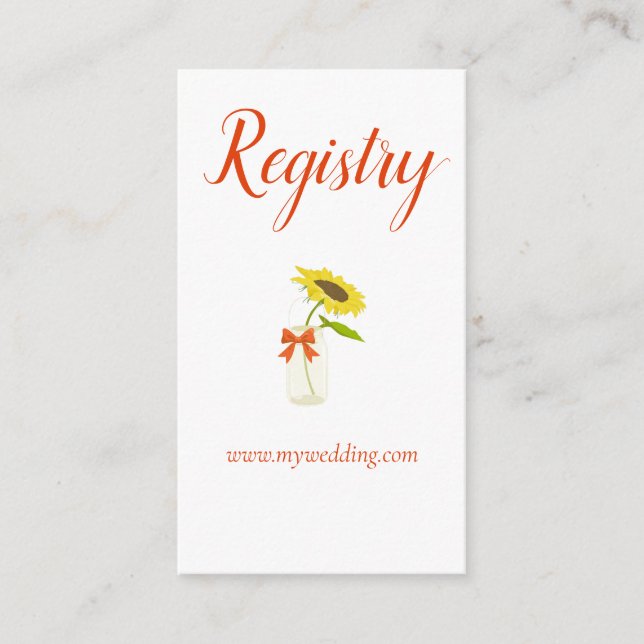 Söt Solros i registret burk bröllop i Mason Tilläggskort (Framsida)