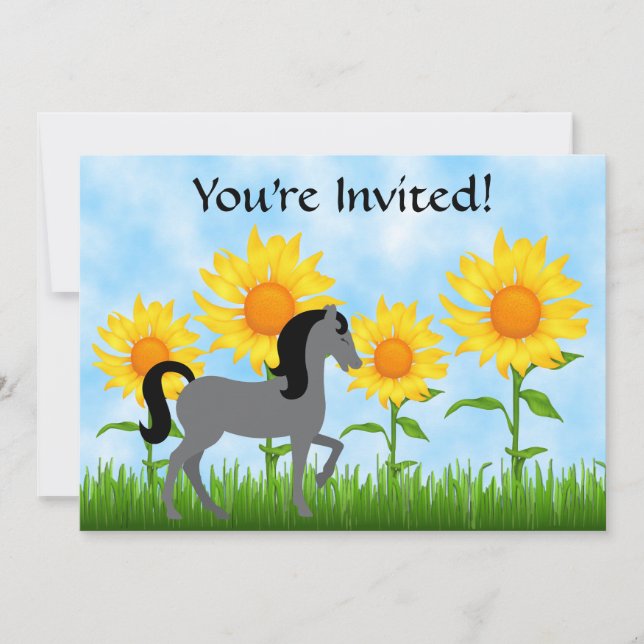 Söt Solros och Födelsedagsfest inbjudan (Framsida)