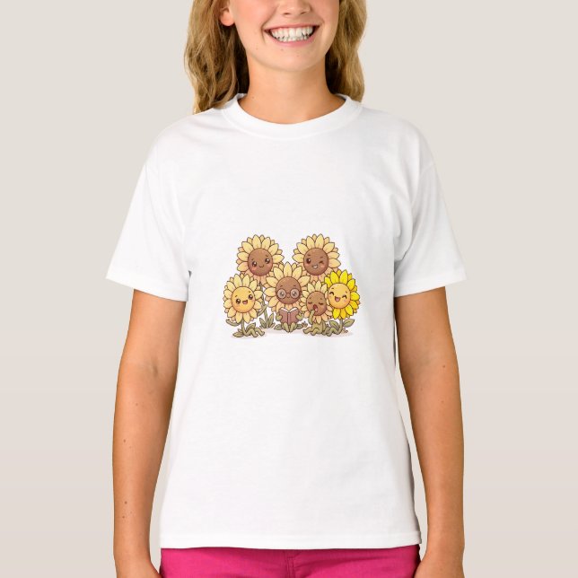 Söt Solros Vän T-Shirt (Framsida)