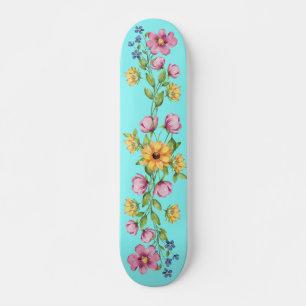 Söt Solros & Wildblommor på Teal Skateboard
