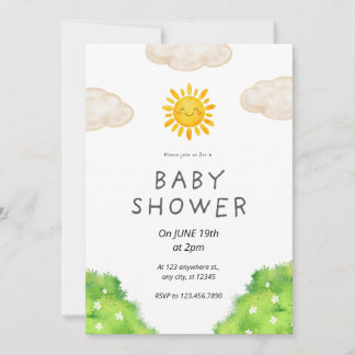 Söt solskens trädgård anpassad baby shower inbjuda inbjudningar