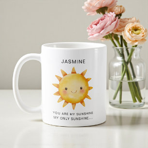 Söt solvattenfärg "Du är min solsken" Text  Kaffemugg