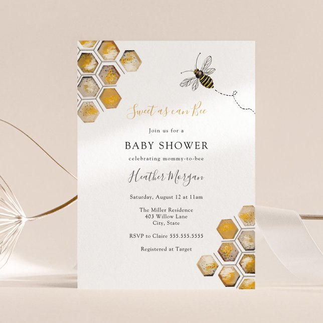 Söt som Bee Baby Shower-inbjudan Inbjudningar (Skapare uppladdad)