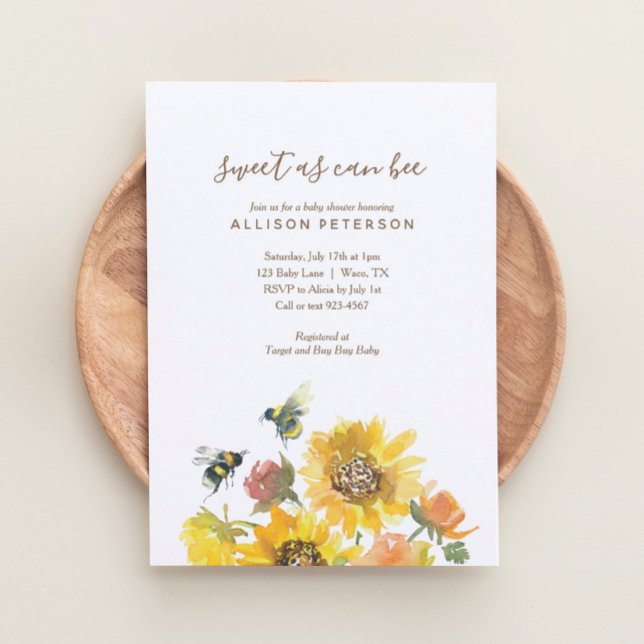 Söt som Bee Blommigt Baby Shower Inbjudningar (Skapare uppladdad)