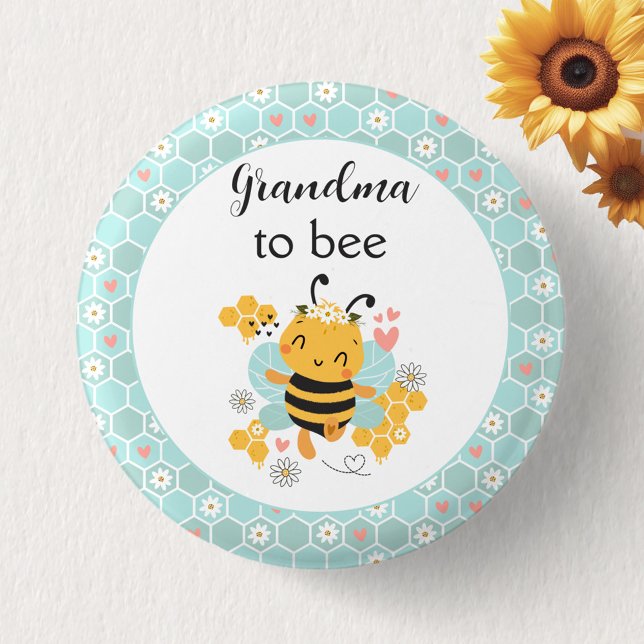 Söt som Bee Flicka Baby Shower-knapp Knapp (Sweet as Can Bee Baby Girl Baby Shower Button)