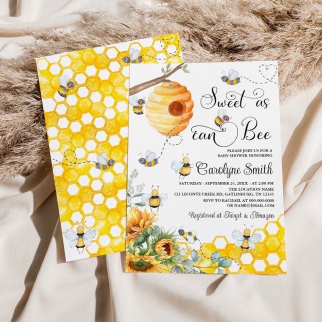 Söt som Bee Solros Baby Shower Inbjudningar (Skapare uppladdad)
