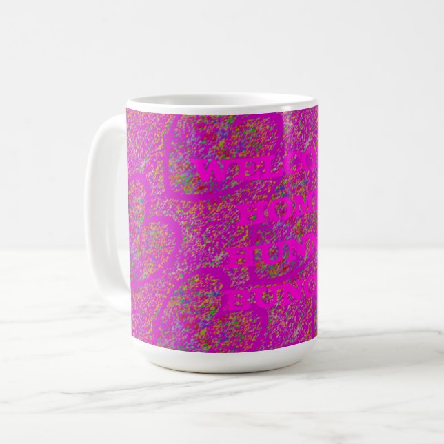 Söt som bländar rosa med silkesvrig glöd välkomnas kaffemugg (Framsida vänster)