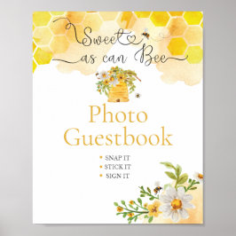 Söt som Can Bee Foto Bebis Shower Gästbok Poster