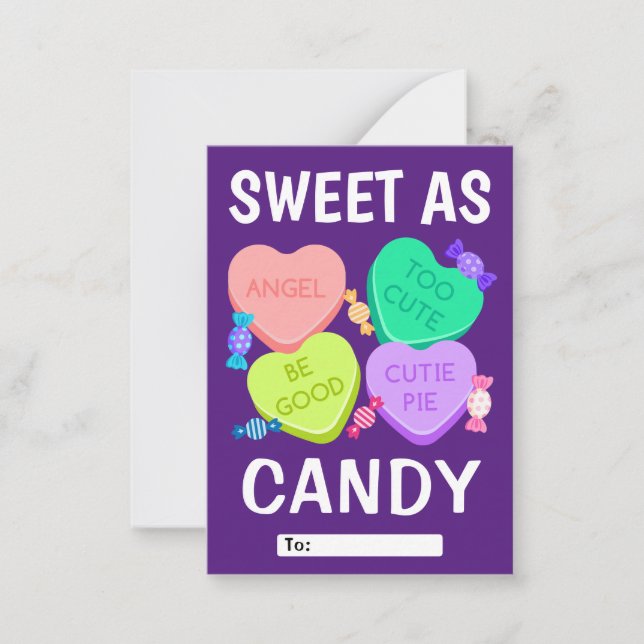 Söt som Candy Classroom Valentines Day Note Card Anteckningskort (Framsida)