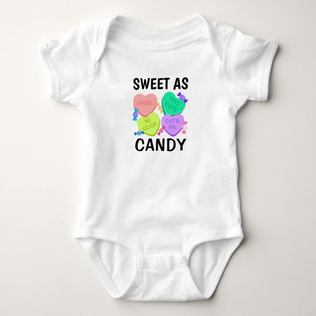 Söt som Candy Valentindagen Baby Bodykostym T Shirt (Framsida)