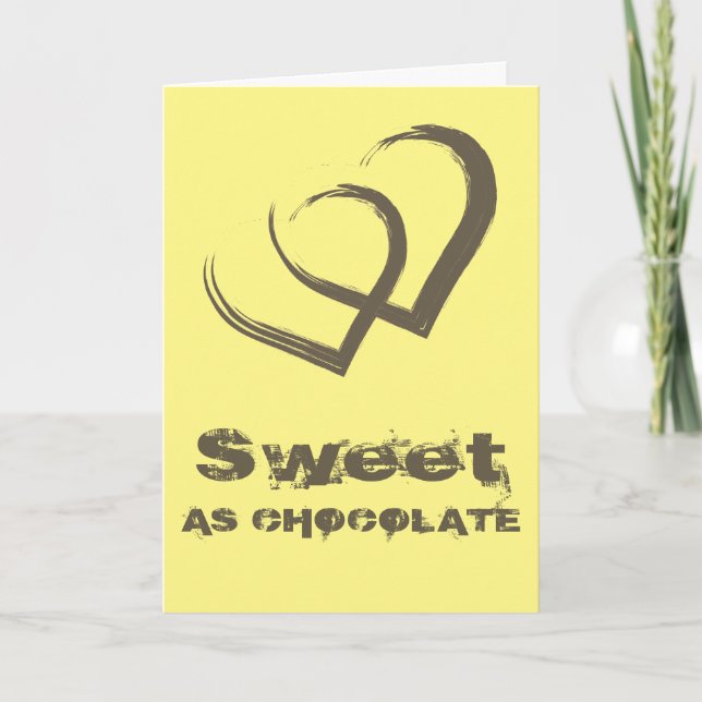 Söt som Chocolate Heart Gult Valentine's Day Helgkort (Framsida)