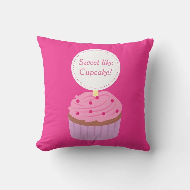 Söt som Cupcake, Rosa, För Flickor Kudde (Framsida)
