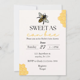 Söt som en bin kan vara, baby shower bin tema inbj inbjudningar