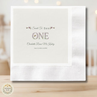 Söt Som En Bina Ett 1-årsdag Lavendel Vattenfärg Pappersservett