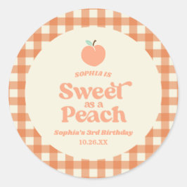 Söt som en Födelsedagsfest för persikofrukt Rosa O Runt Klistermärke