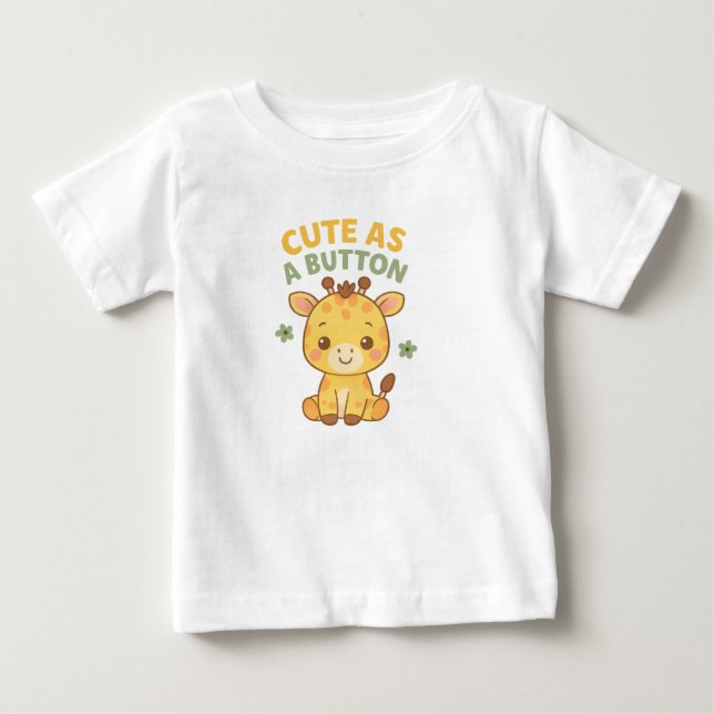 Söt som en knapp – Bebisgiraff charm T Shirt (Framsida)