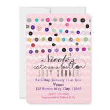 SÖT SOM EN KNAPP Rosa babyfestinbjudningar