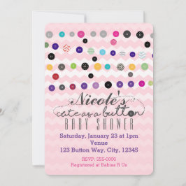 SÖT SOM EN KNAPP Rosa babyfestinbjudningar Inbjudningar