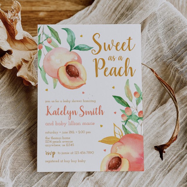 Söt som en Peach Greenery Baby Shower Inbjudningar (Skapare uppladdad)