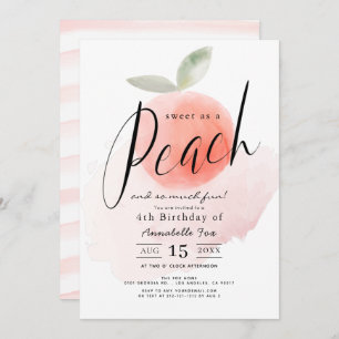 Söt som en Peach Watercolor Birthday-inbjudan Inbjudningar