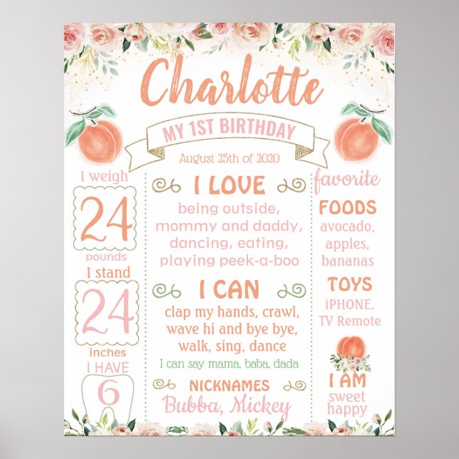 Söt som en persikofärgad milstolpe för första föde poster (Framsidan)