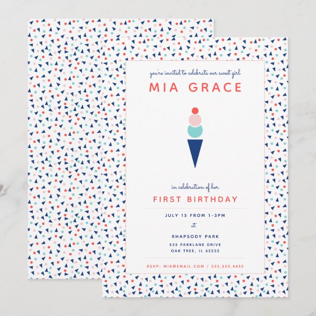 Söt som glass inbjudan (Fram/baksida)